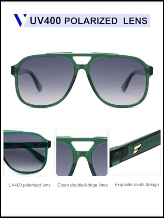 Retro Polarized Square Aviator Sunglasses Oversized Vintage Trendy main image 5